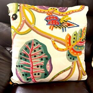 Rare Schumacher  Needlework. Square European pillow sham, 21 inches x 21.